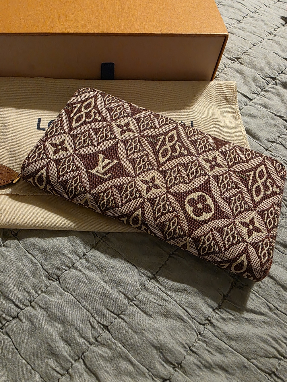 Louis Vuitton Beige and Brown Monogram Zip Around Wallet